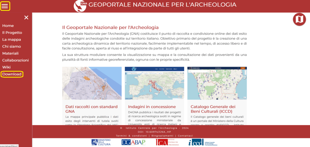 img1. Il Geoportale Nazionale per l’Archeologia (GNA)